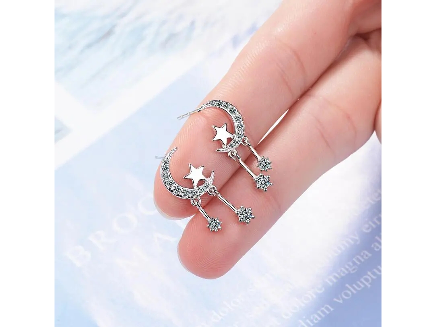 Aros Luna Circones y Estrellas Plateado 4