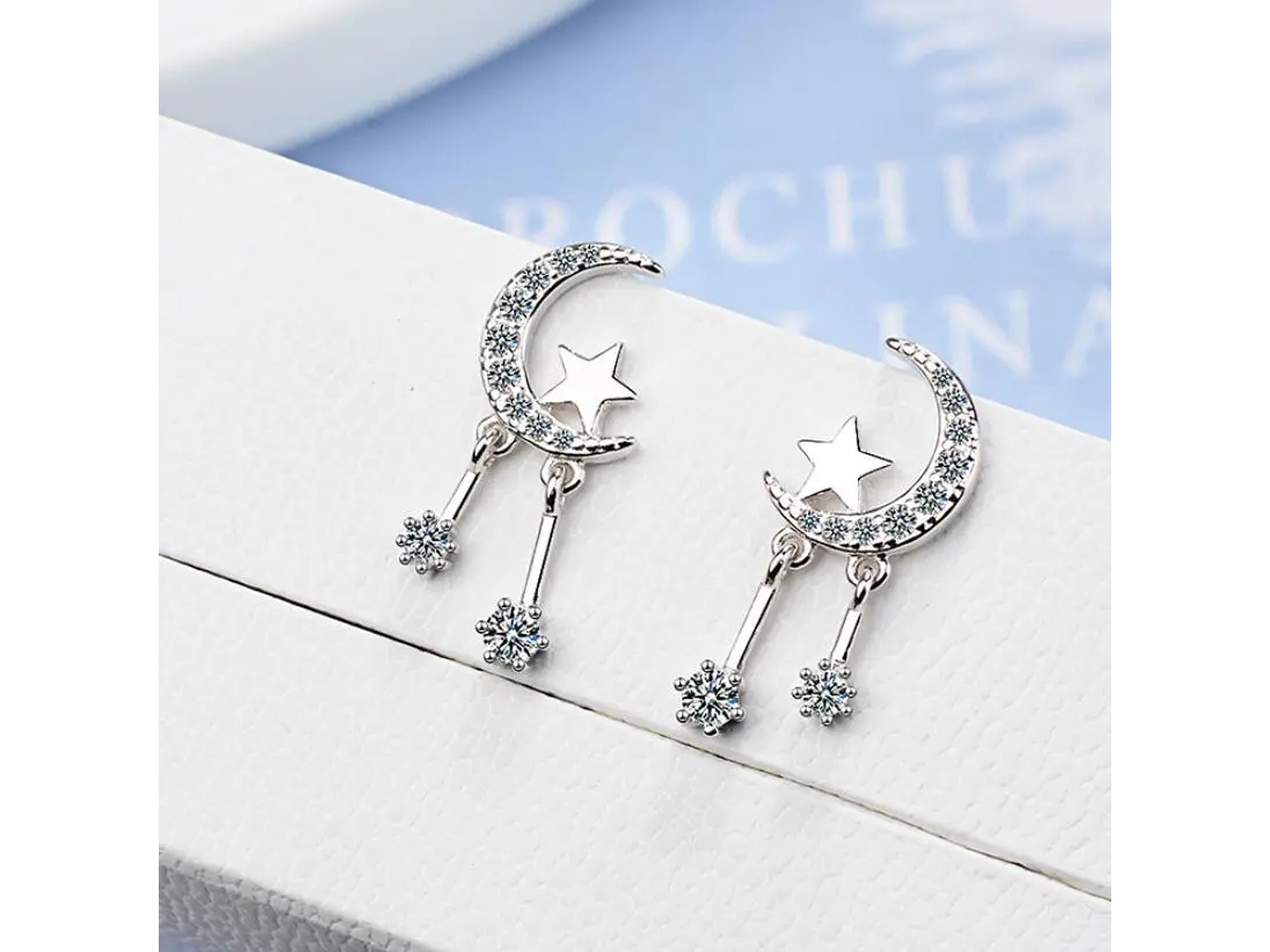 Aros Luna Circones y Estrellas Plateado 5