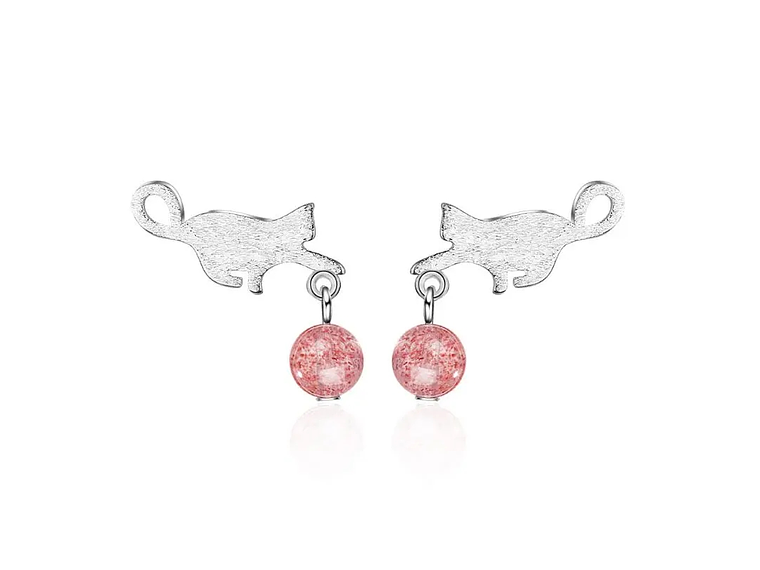 Aros Gatito Jugueton Bolita Rosada 1