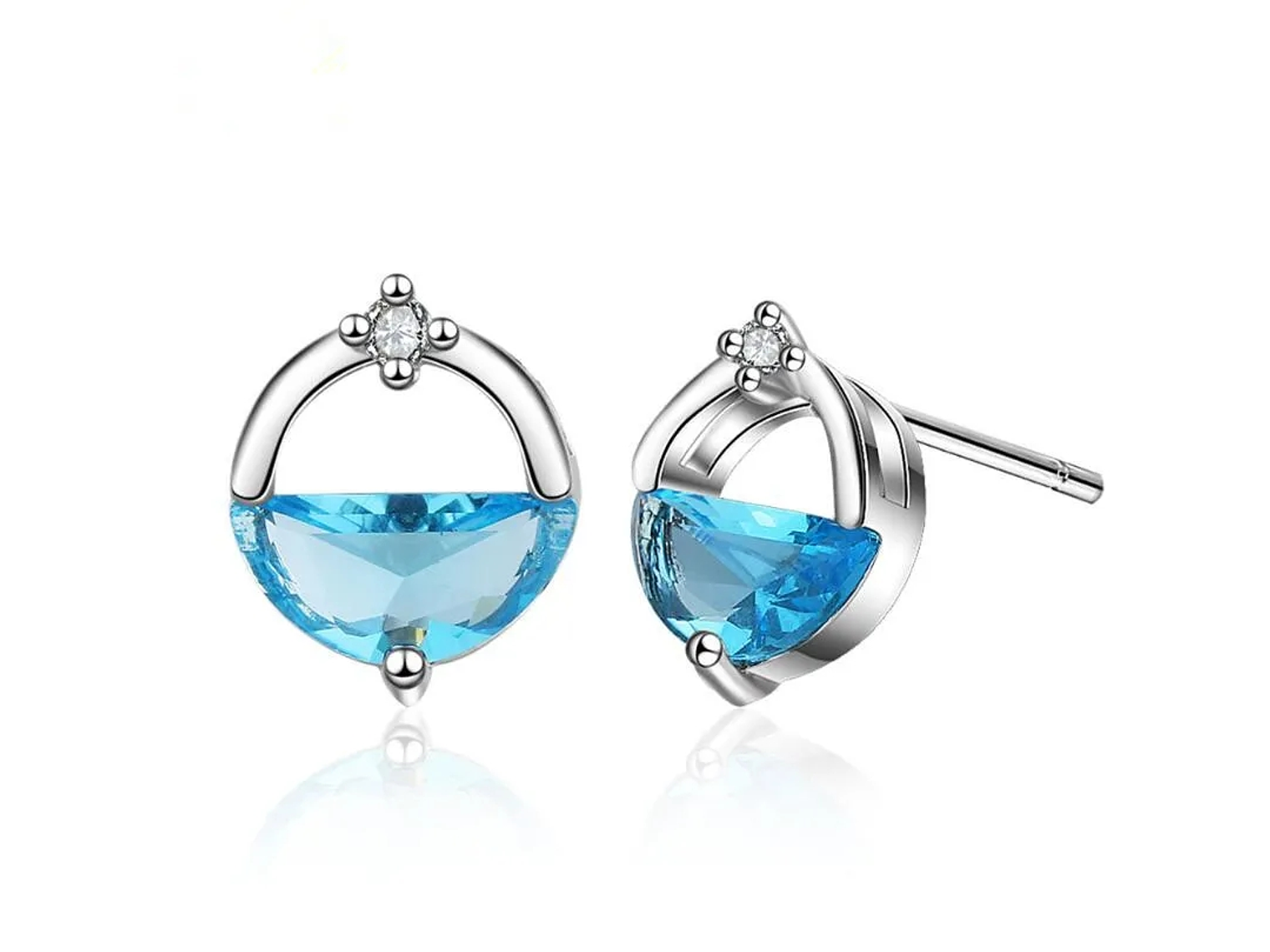 Aros Circular Circon Azul Plateado 1