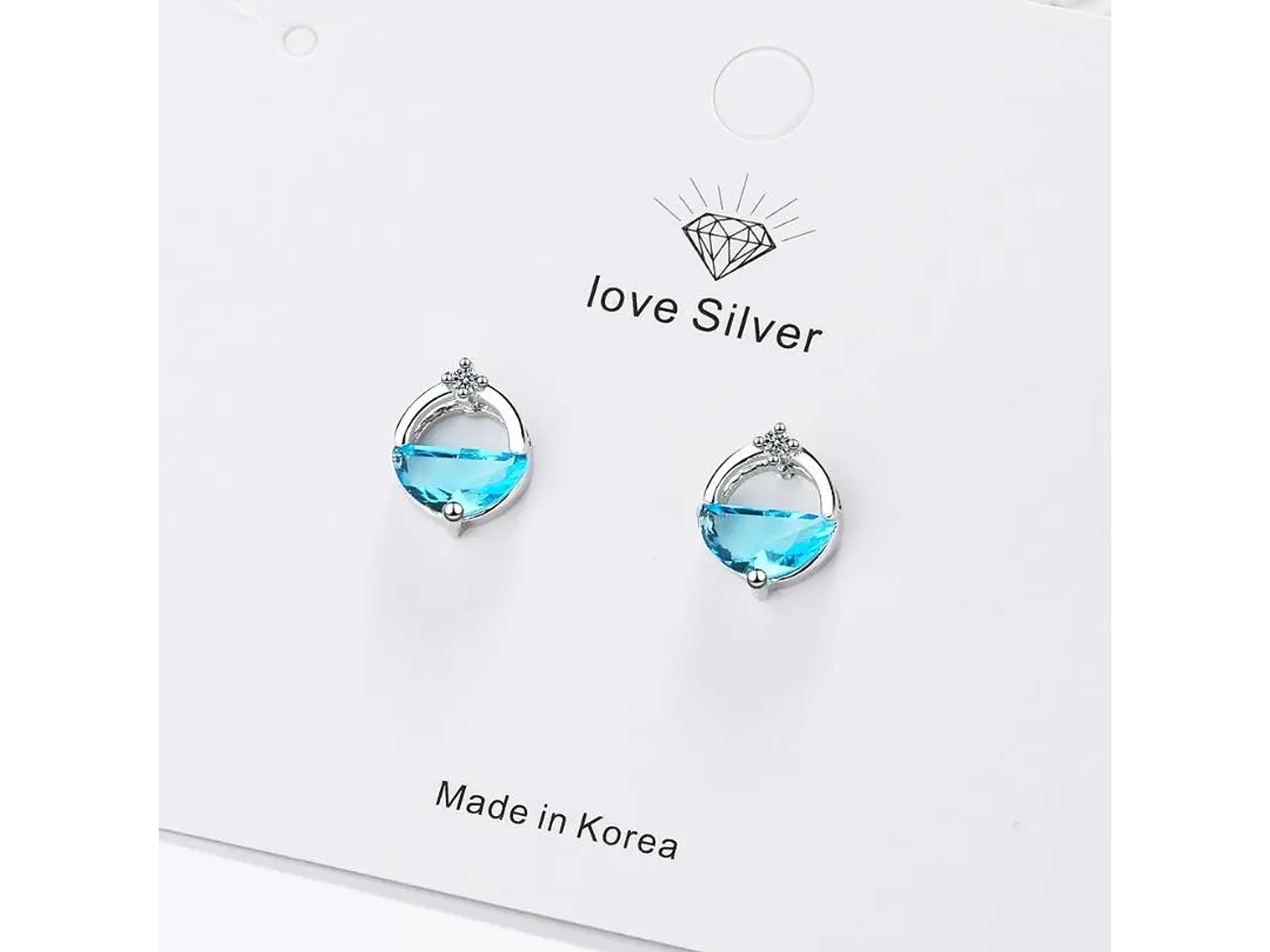 Aros Circular Circon Azul Plateado 3