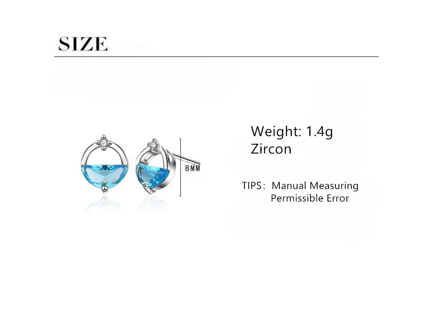 Aros Circular Circon Azul Plateado 5