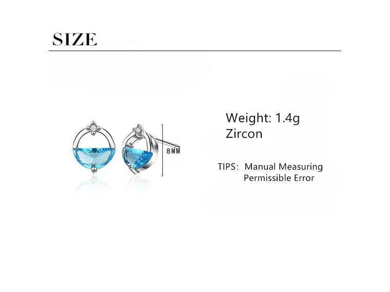Aros Circular Circon Azul Plateado 5