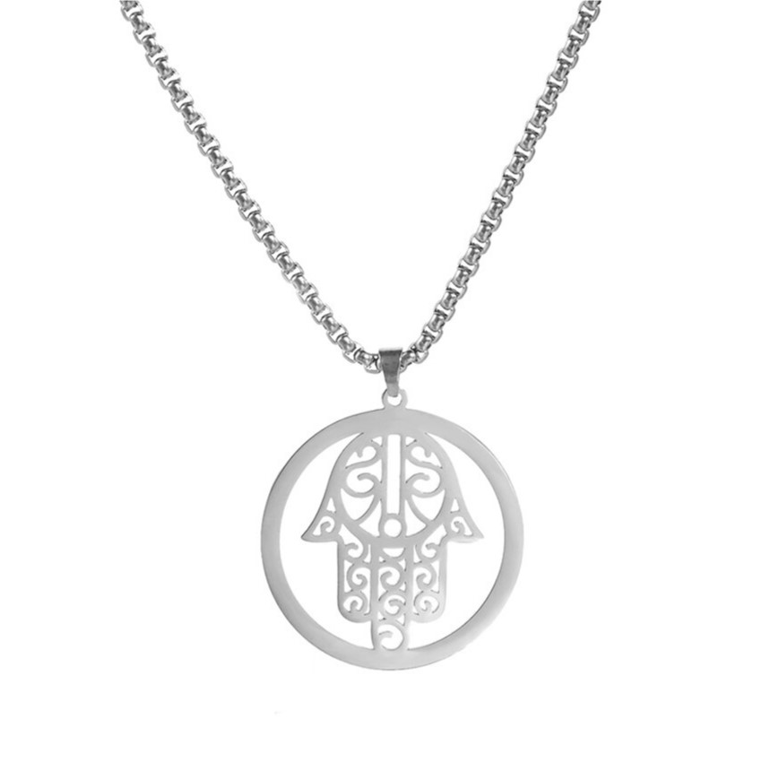 Cruz De Caravaca Collar Colgante Acero Macizo Plateado