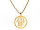 Colgante Collar Mano de Fatima Hamsa Acero Dorado - Miniatura 1