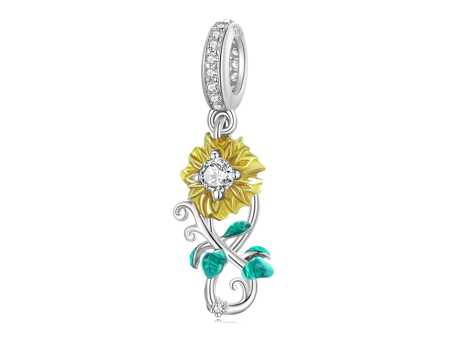 Charm Dije Plata 925 Flor Girasol Infinito  1