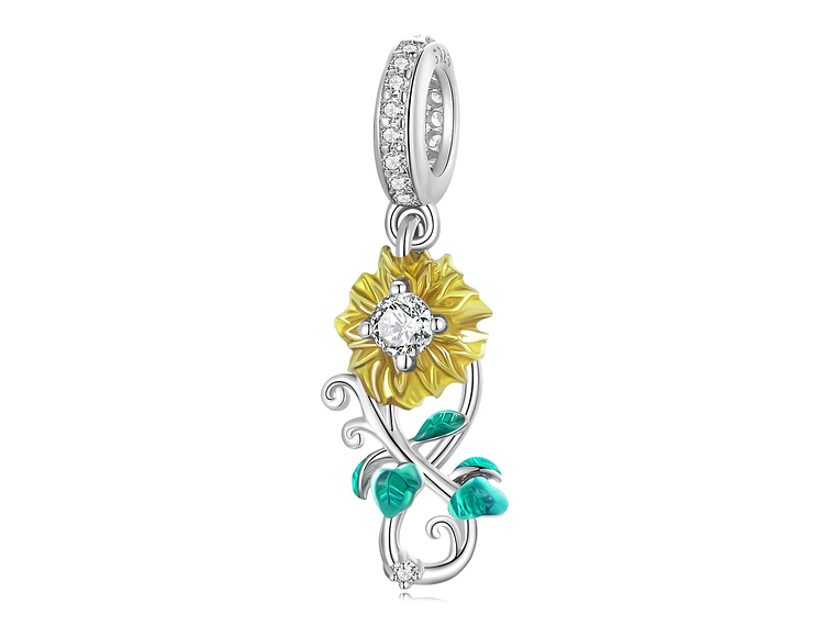 Charm Dije Plata 925 Flor Girasol Infinito  1