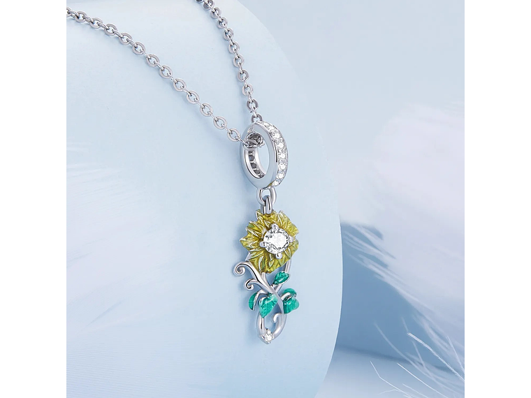 Charm Dije Plata 925 Flor Girasol Infinito  5