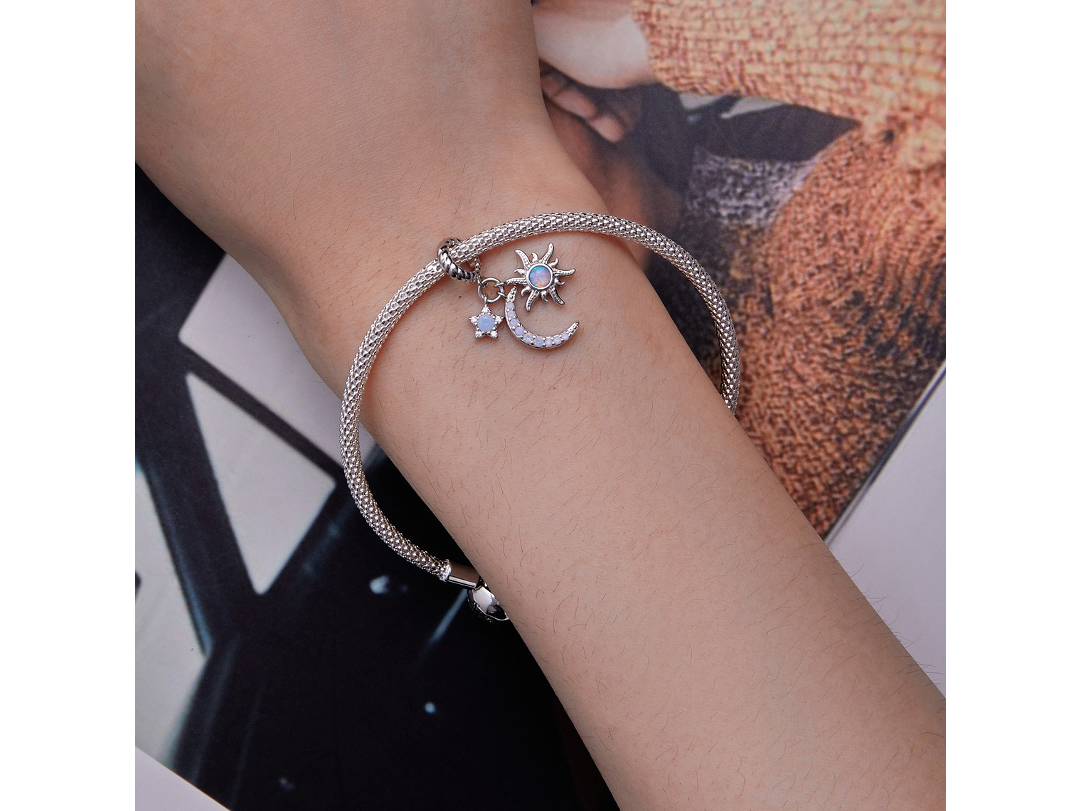 Charm Dije Plata 925 Luna Estrella y Sol 2