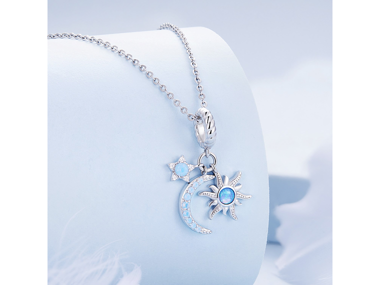 Charm Dije Plata 925 Luna Estrella y Sol 3