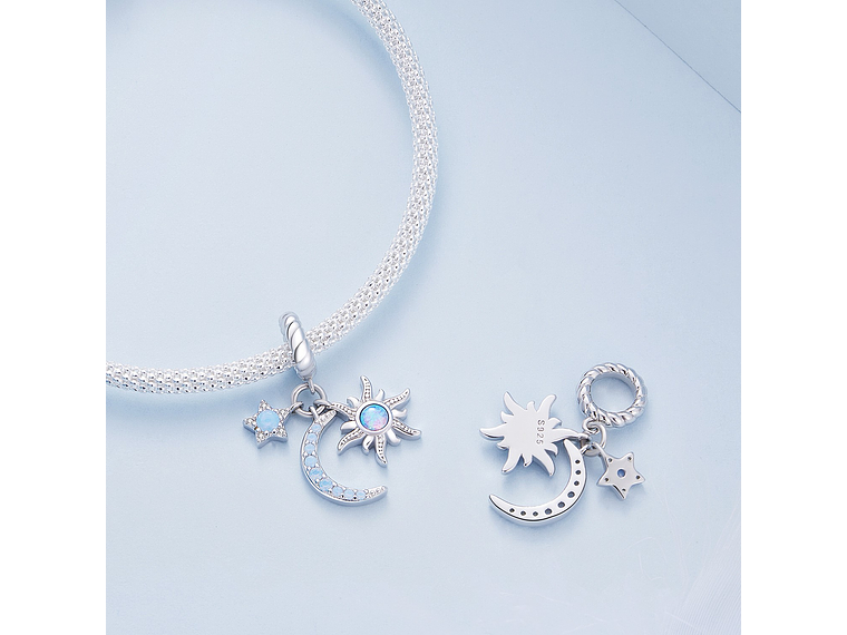 Charm Dije Plata 925 Luna Estrella y Sol 5