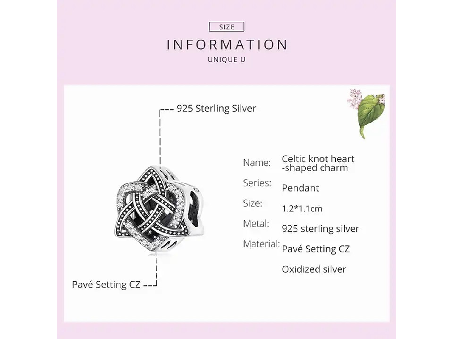 Charm Dije Plata 925 Triqueta Nudo Celta de Amor 6