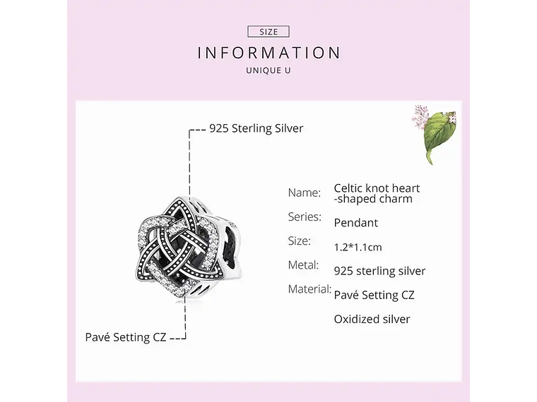 Charm Dije Plata 925 Triqueta Nudo Celta de Amor 6