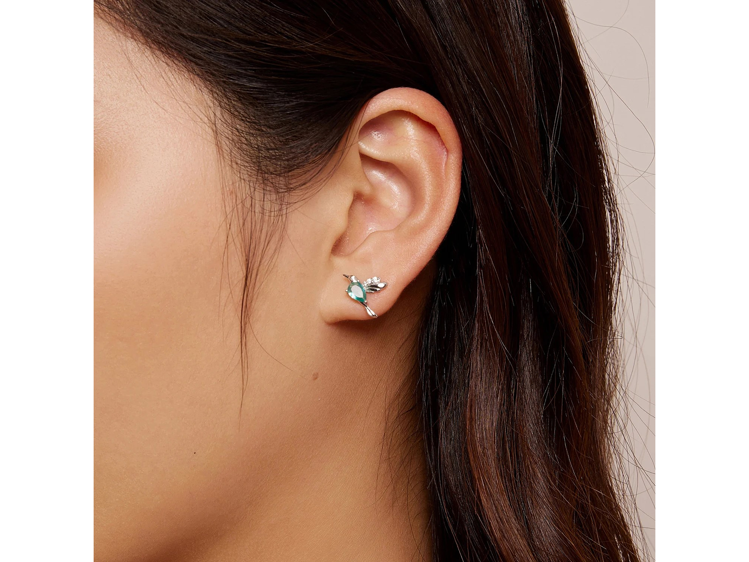 Aros Plata 925 Colibri Pajaro Verde Hummingbird 4