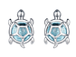 Aros Plata 925 Tortuga Marina Celeste - Miniatura 1