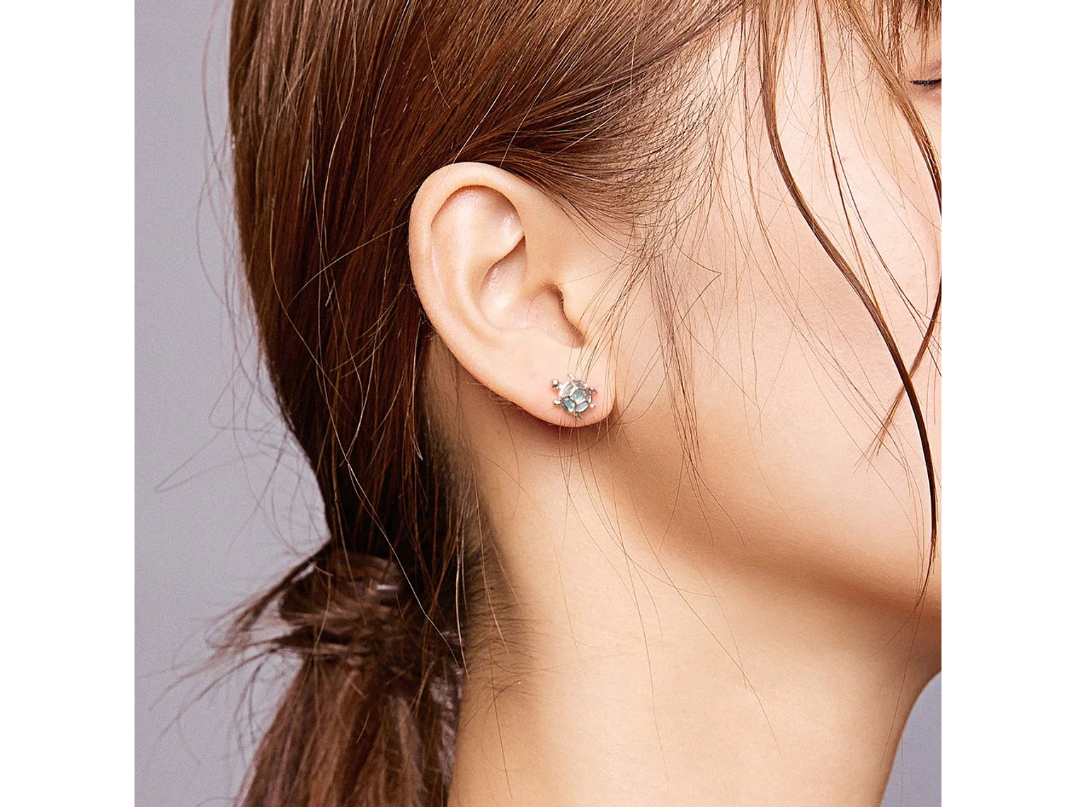 Aros Plata 925 Tortuga Marina Celeste 6