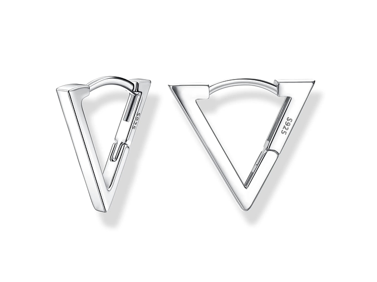 Aros Plata 925 Argolla Triangulo Plateado 1