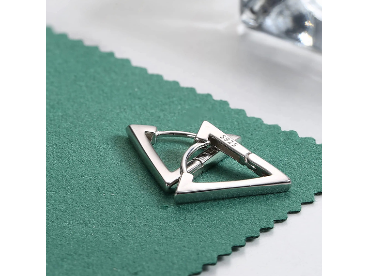 Aros Plata 925 Argolla Triangulo Plateado 5