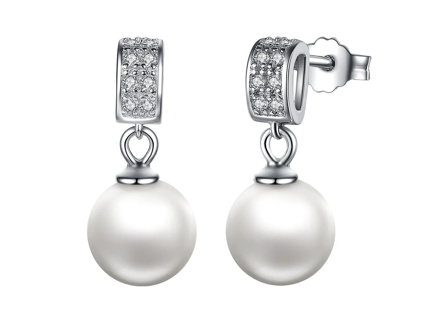 Aros Plata 925 Perla Blanca y Circones 1