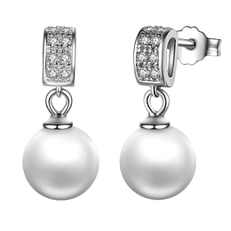 Aros Plata 925 Perla Blanca y Circones