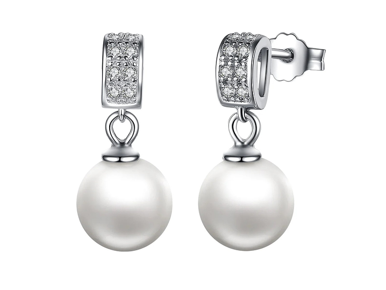 Aros Plata 925 Perla Blanca y Circones 1