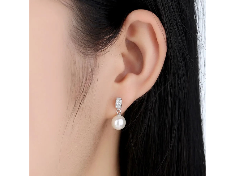 Aros Plata 925 Perla Blanca y Circones 2