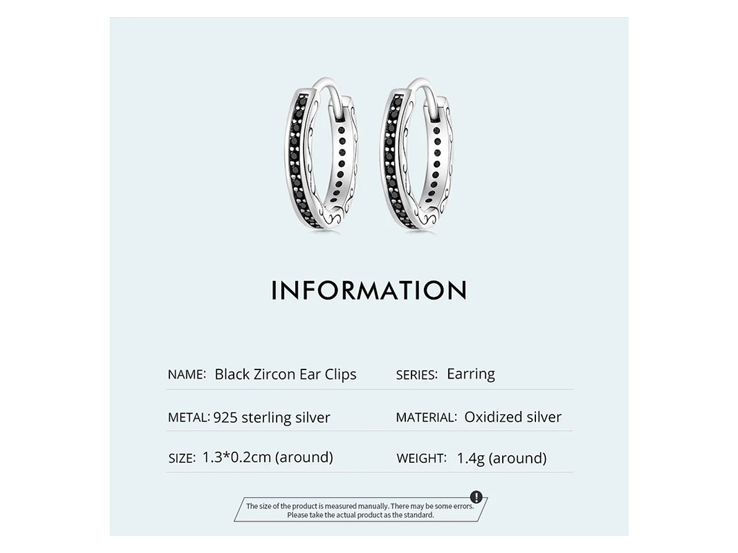 Aros Plata 925 Argollas Huggies Circones Negros 8