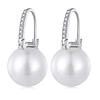 Aros Plata 925 Perla Colgante Blanca