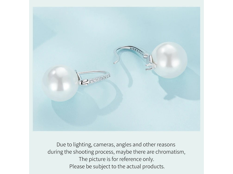 Aros Plata 925 Perla Colgante Blanca 5