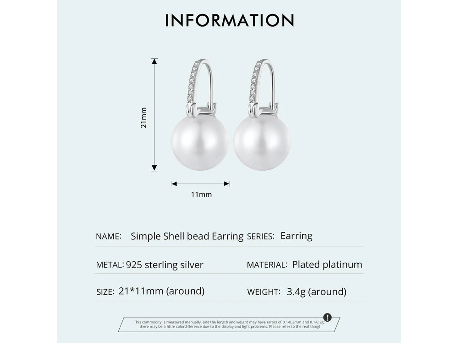 Aros Plata 925 Perla Colgante Blanca 6