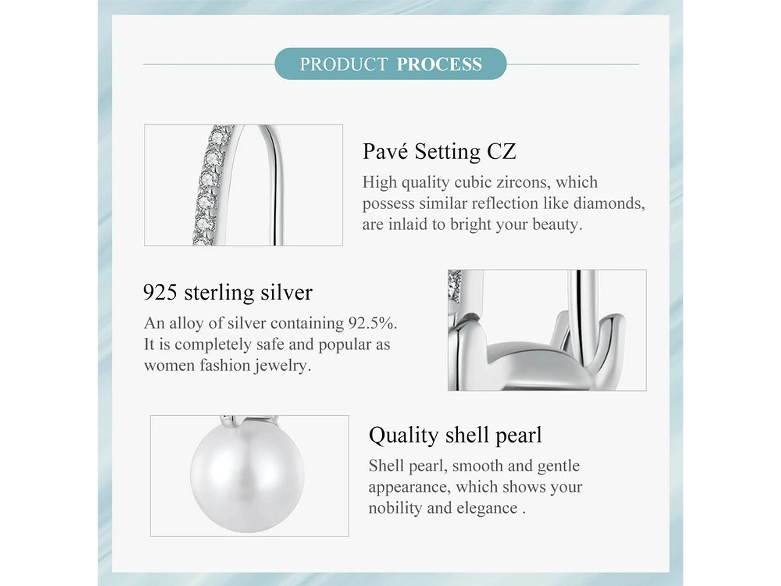 Aros Plata 925 Perla Colgante Blanca 7