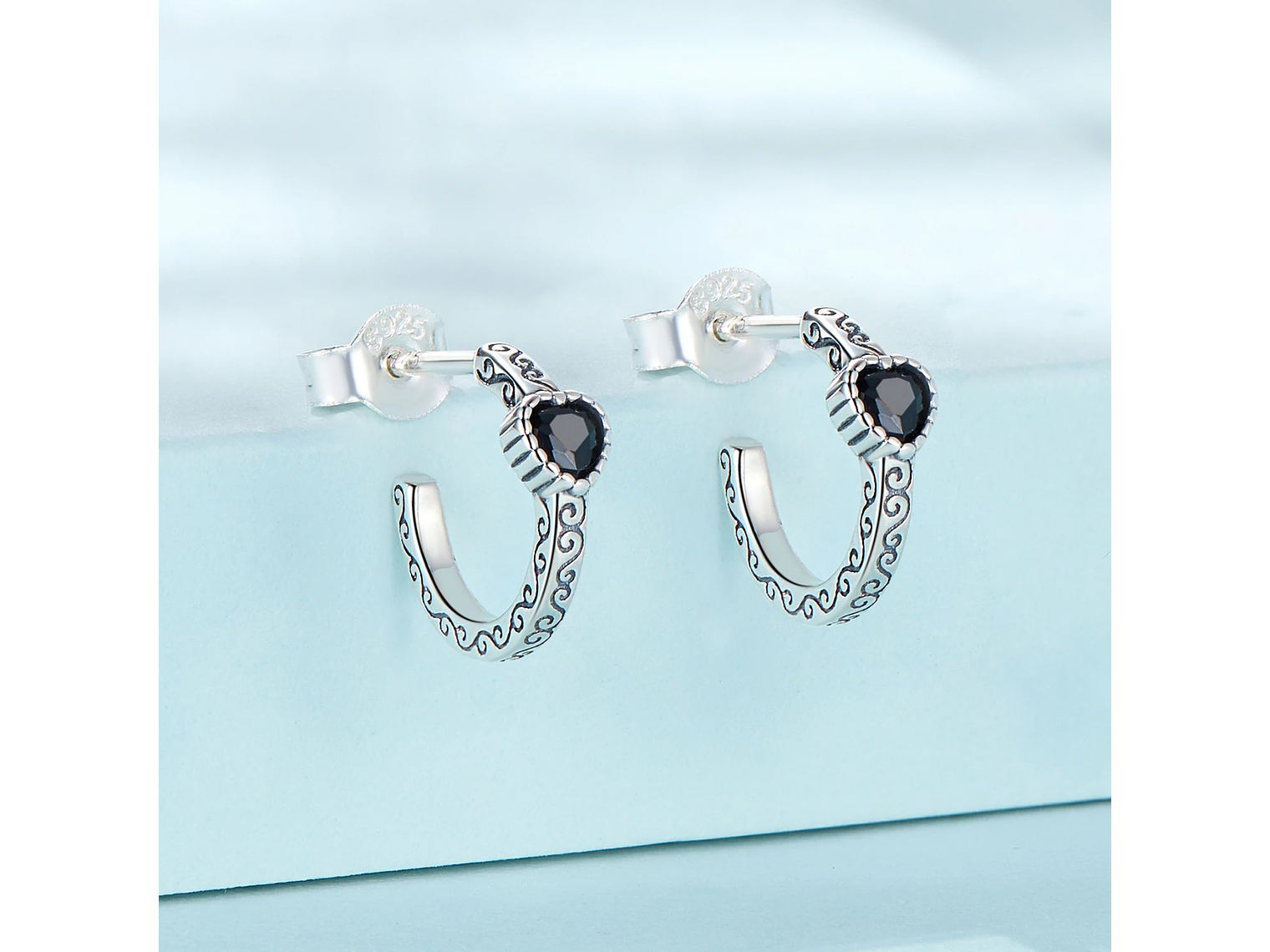 Aros Plata 925 Semi Argolla Corazon 3