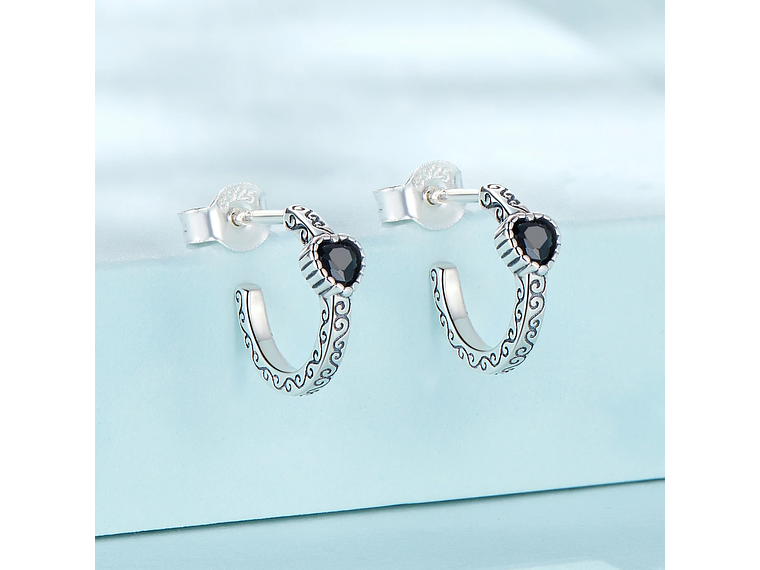 Aros Plata 925 Semi Argolla Corazon 3