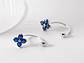 Aros Plata 925 Pasador Flor Azul Bolita - Miniatura 4