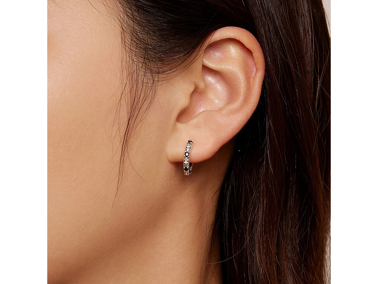 Aros Plata 925 Argollas Huggies Onix Color Negro 2