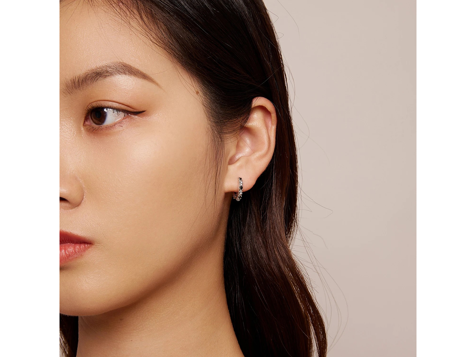 Aros Plata 925 Argollas Huggies Onix Color Negro 6