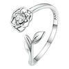 Anillo Plata 925 Flor Camelia Circon