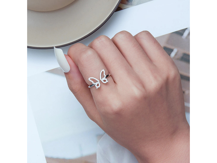 Anillo Plata 925 Mariposa Circones 2