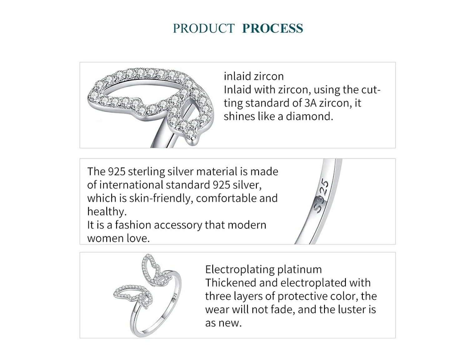 Anillo Plata 925 Mariposa Circones 5