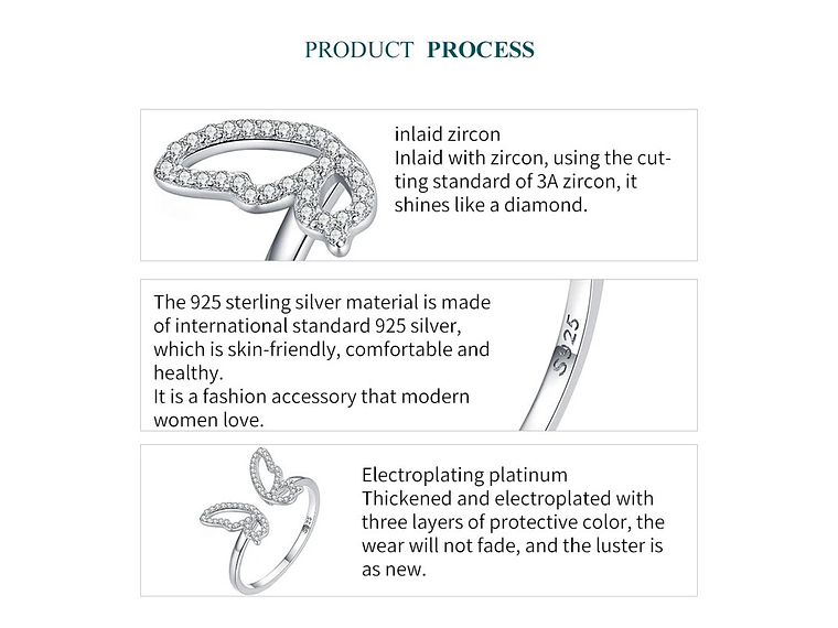 Anillo Plata 925 Mariposa Circones 5