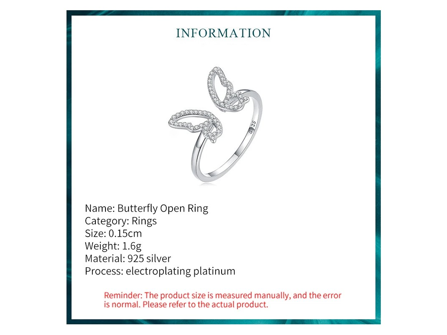 Anillo Plata 925 Mariposa Circones 6