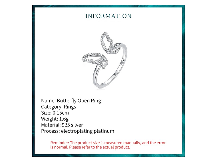 Anillo Plata 925 Mariposa Circones 6