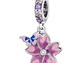 Charm Dije Plata Flor Purpura con Mariposa - Miniatura 1