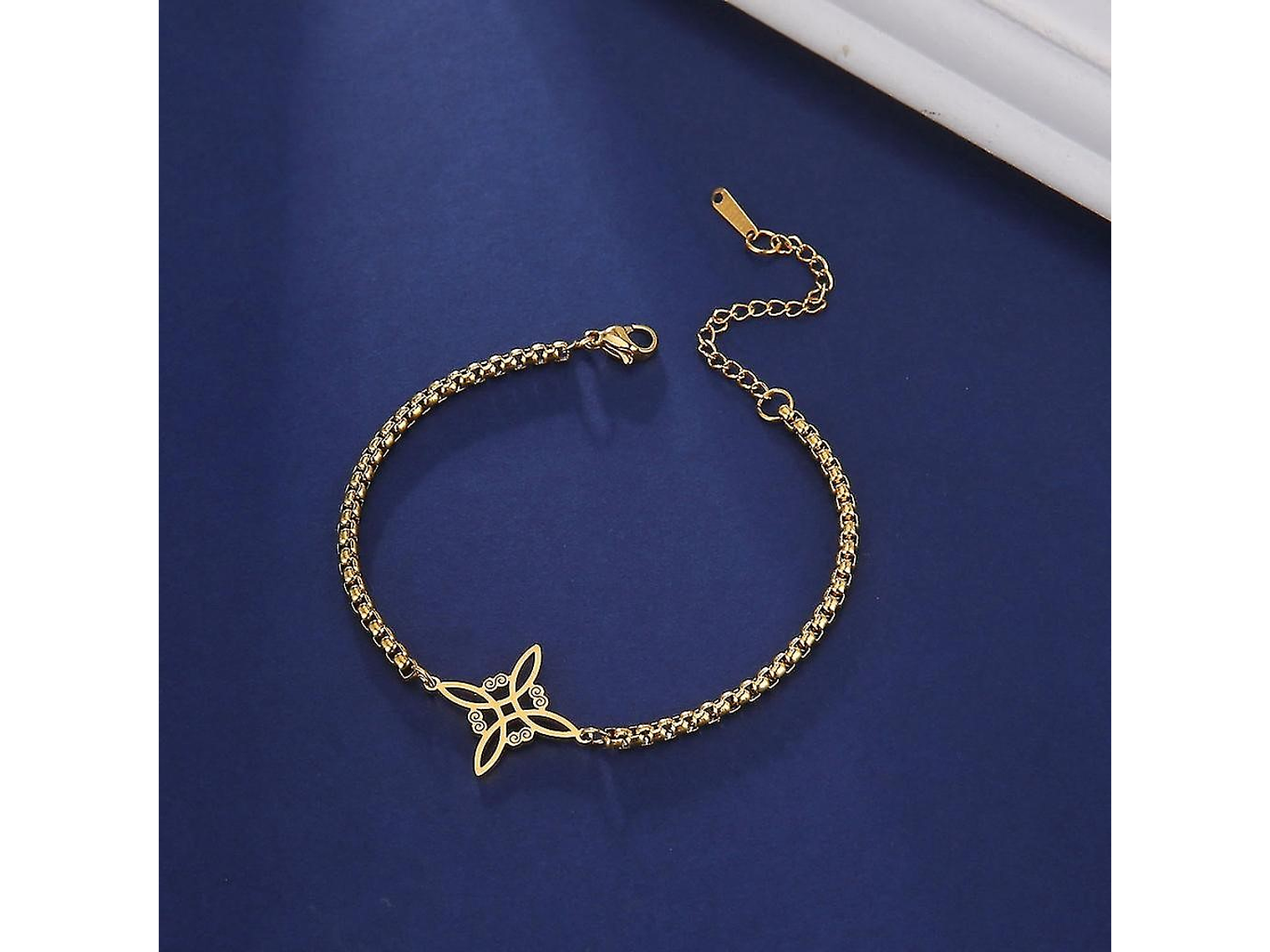 Pulsera Nudo de Bruja Celta Dorada Acero 3