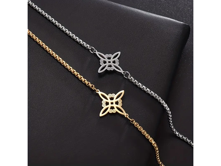 Pulsera Nudo de Bruja Celta Dorada Acero 4