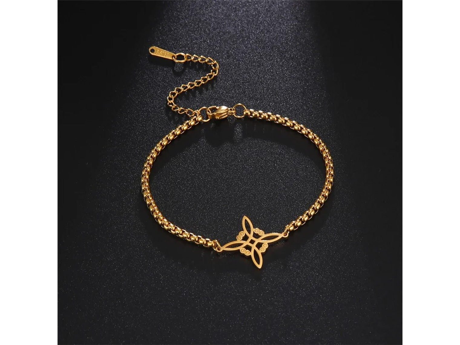 Pulsera Nudo de Bruja Celta Dorada Acero 7