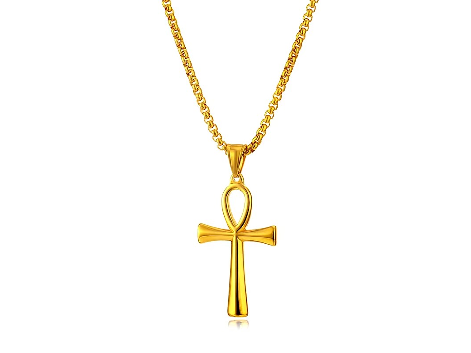 Colar Colgante Cruz Egipcia Ankh Acero 50mm Dorada 4