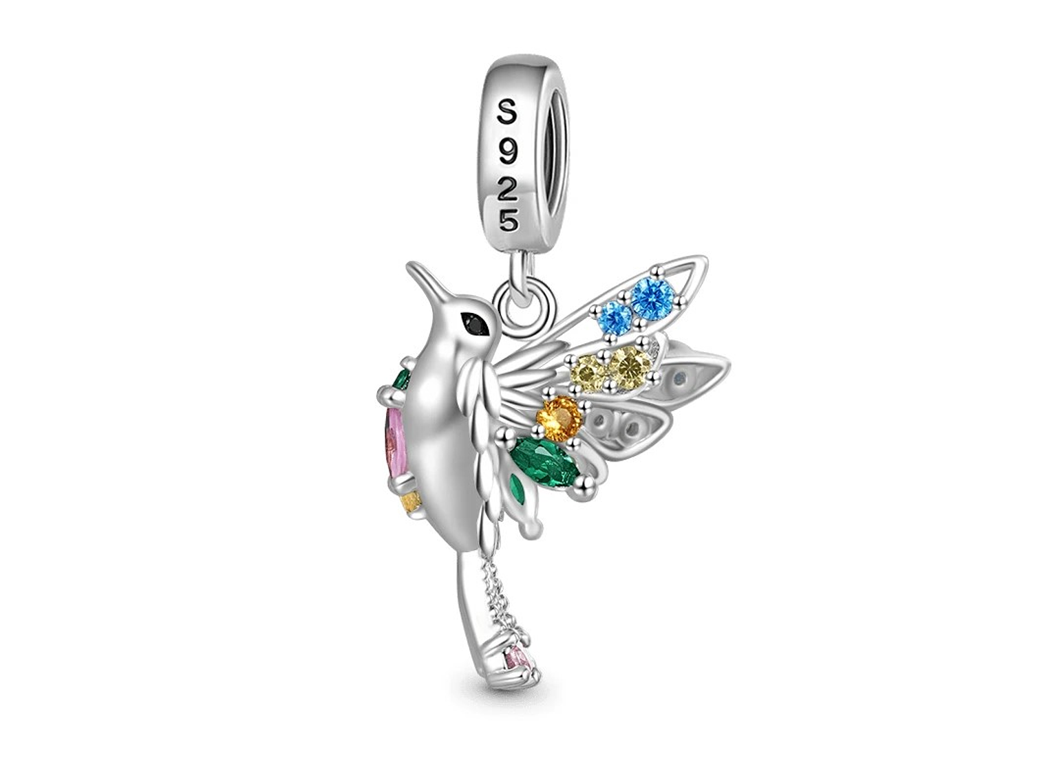 Charm Dije Colgante Colibrí Ave Pajaro de Cola 1
