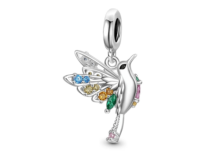 Charm Dije Colgante Colibrí Ave Pajaro de Cola 2