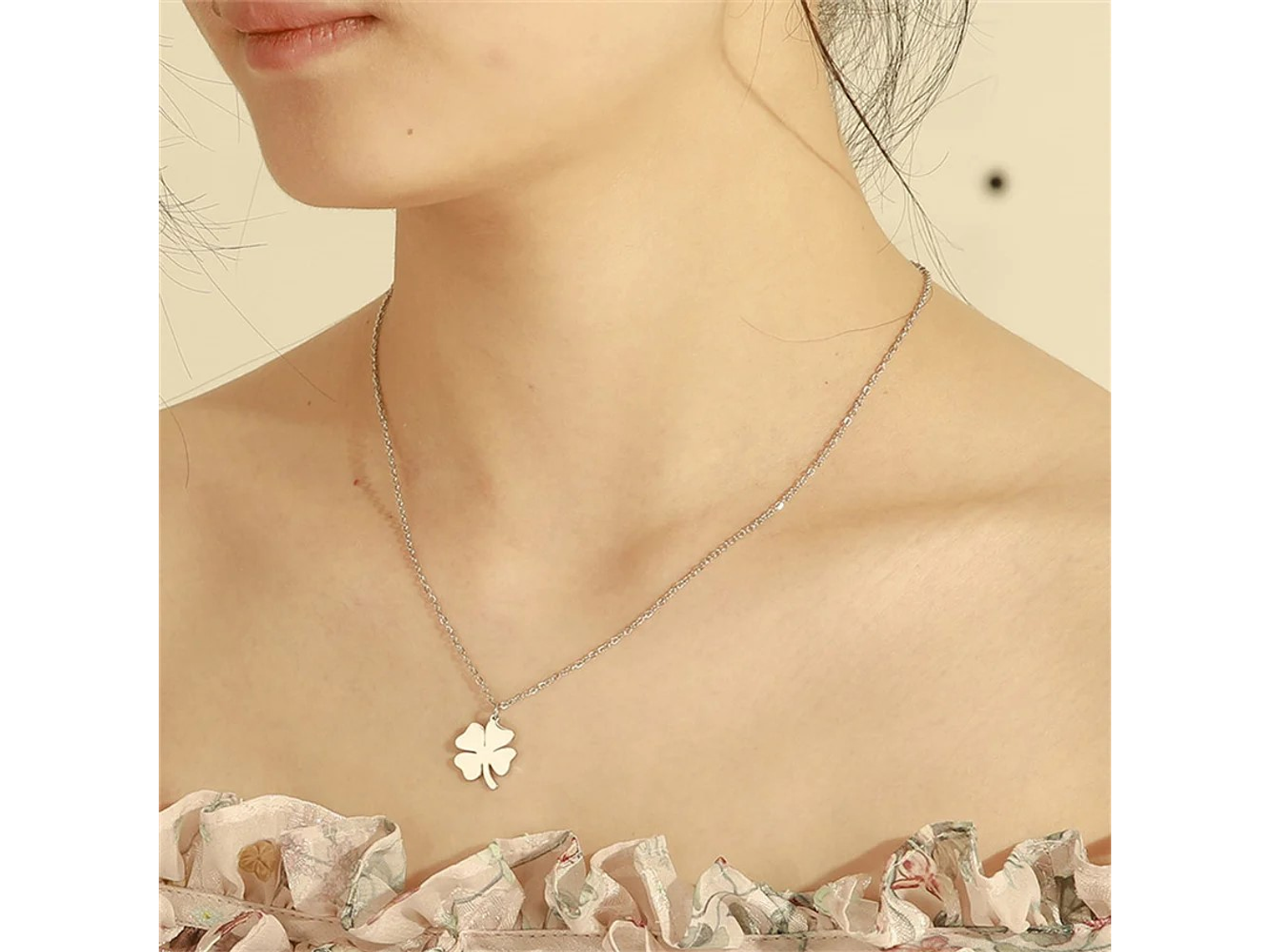 Colgante Collar trébol 4 Hojas 1097 Acero Plateado 4